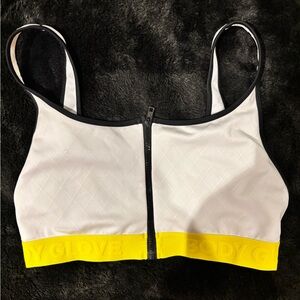 Body Glove White Bikini Top with Yellow Band and Black Trim